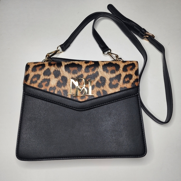 Badgley Mischka Handbags - Badgley Mischka Leopard Print Black Shoulder Bag Purse